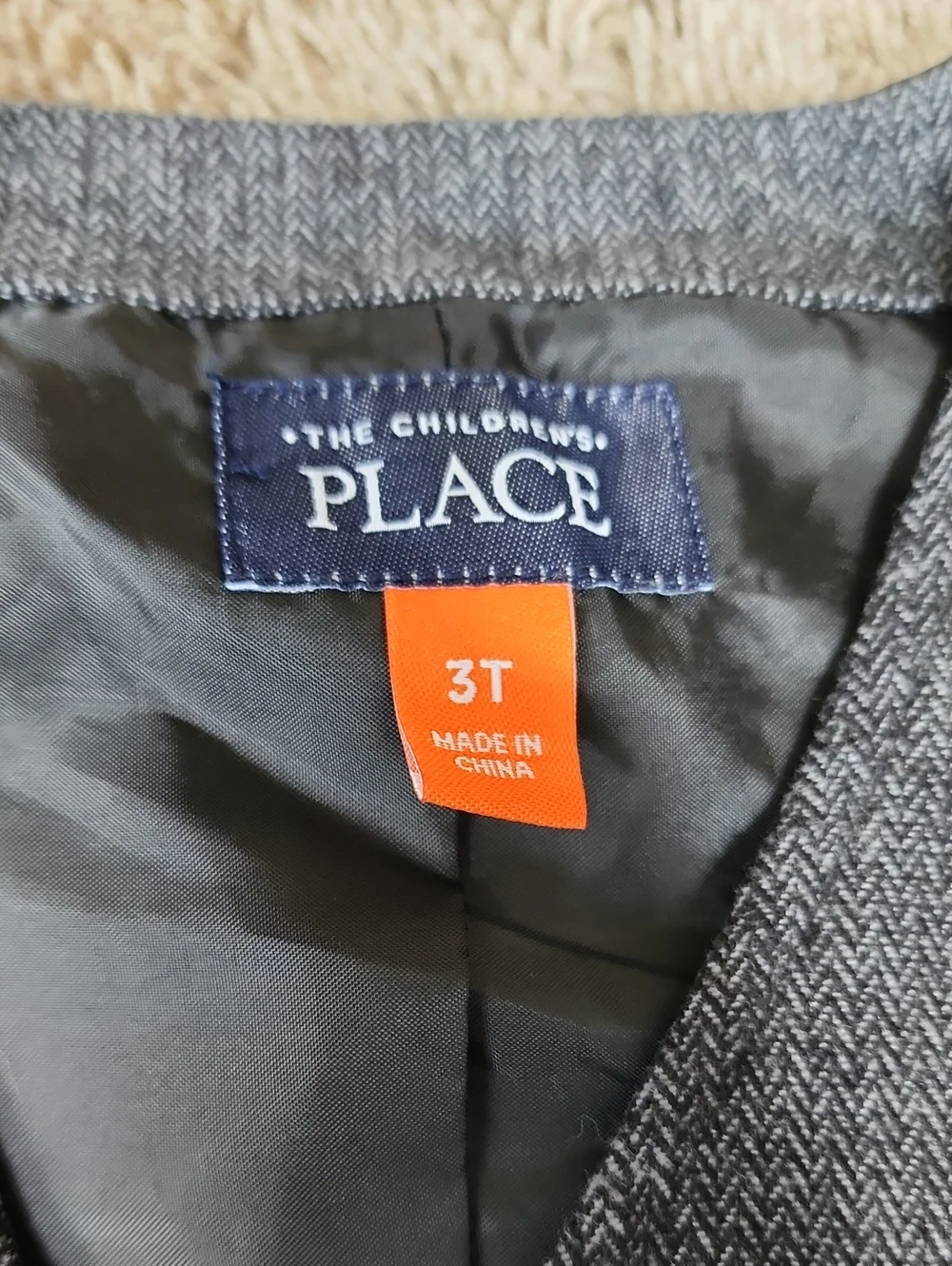 3T The Children's Place Boys Gray Herringbone Dress Vest